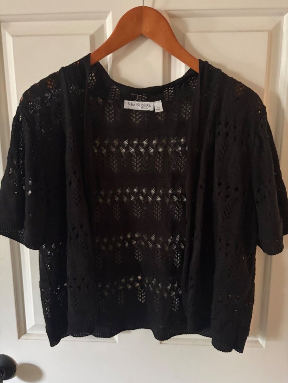 Women's Kim Rogers Black Short Sleeve Open Cardigan Shrug Size 1X